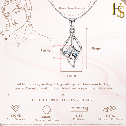 Classic Dew Drop Solitaire Pendant in 92.5 Sterling Silver With Diamond like Brilliance Zirconia HighSpark