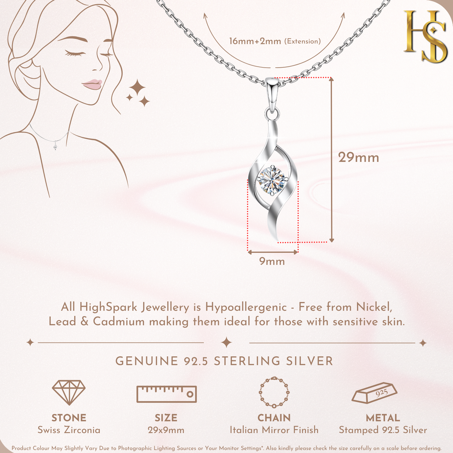 Classic Dew Drop Solitaire Pendant in 92.5 Sterling Silver With Diamond like Brilliance Zirconia HighSpark