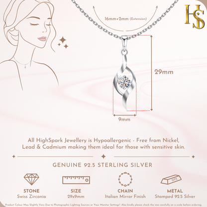 Classic Dew Drop Solitaire Pendant in 92.5 Sterling Silver With Diamond like Brilliance Zirconia HighSpark
