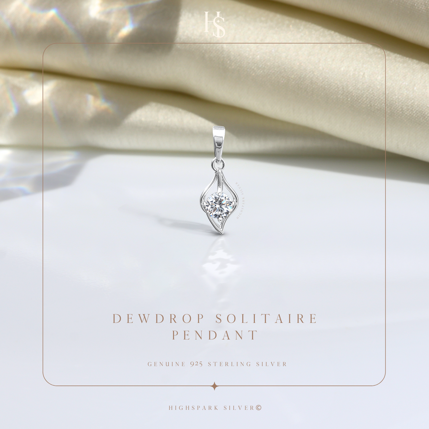 Classic Dew Drop Solitaire Pendant in 92.5 Sterling Silver With Diamond like Brilliance Zirconia HighSpark