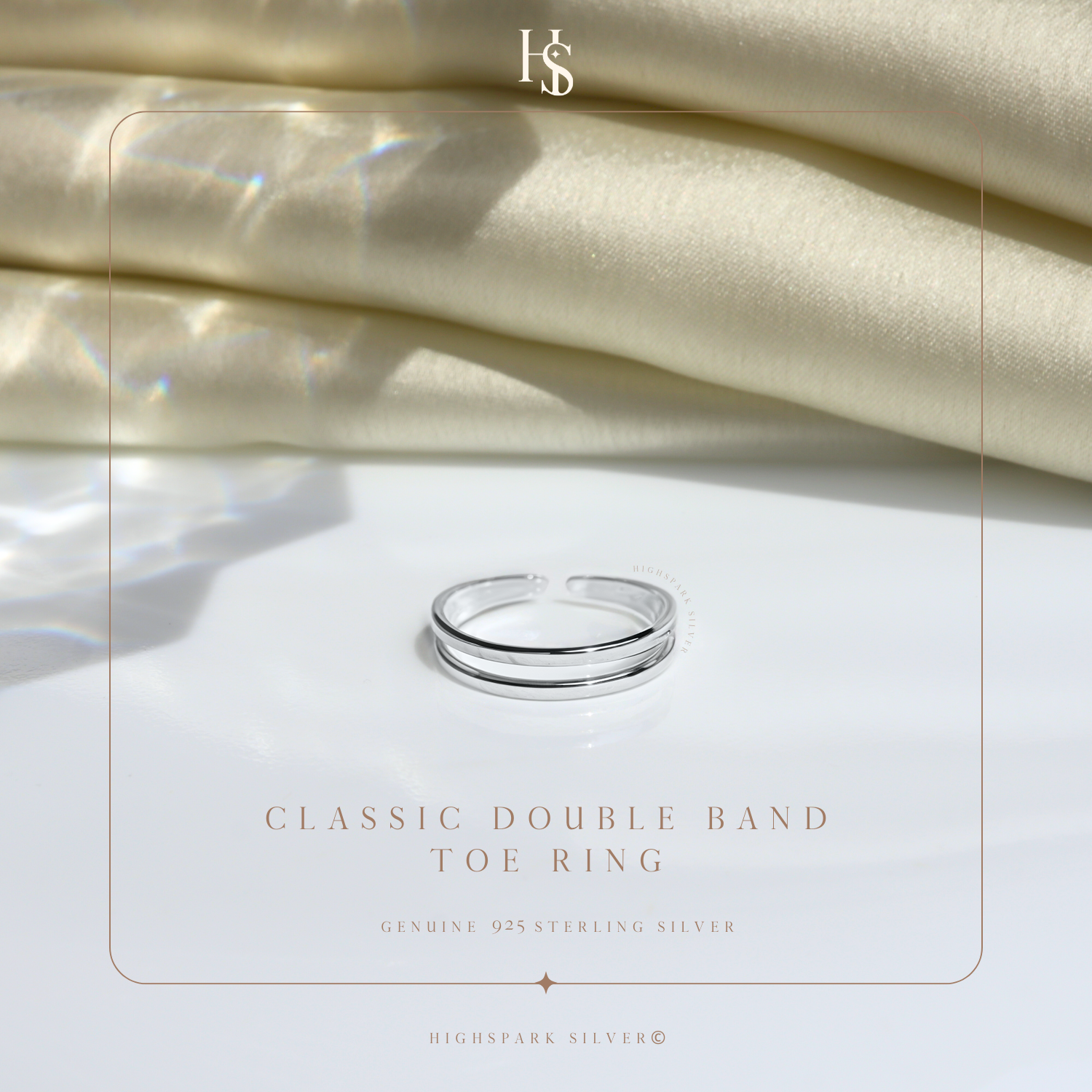 Classic Double Band Toe Ring - Band Ring - 925 Sterling Silver - 1 Piece HighSpark