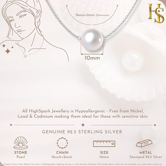 Classic Moon Pearl Pendant - Round White South Sea Pearl HighSpark