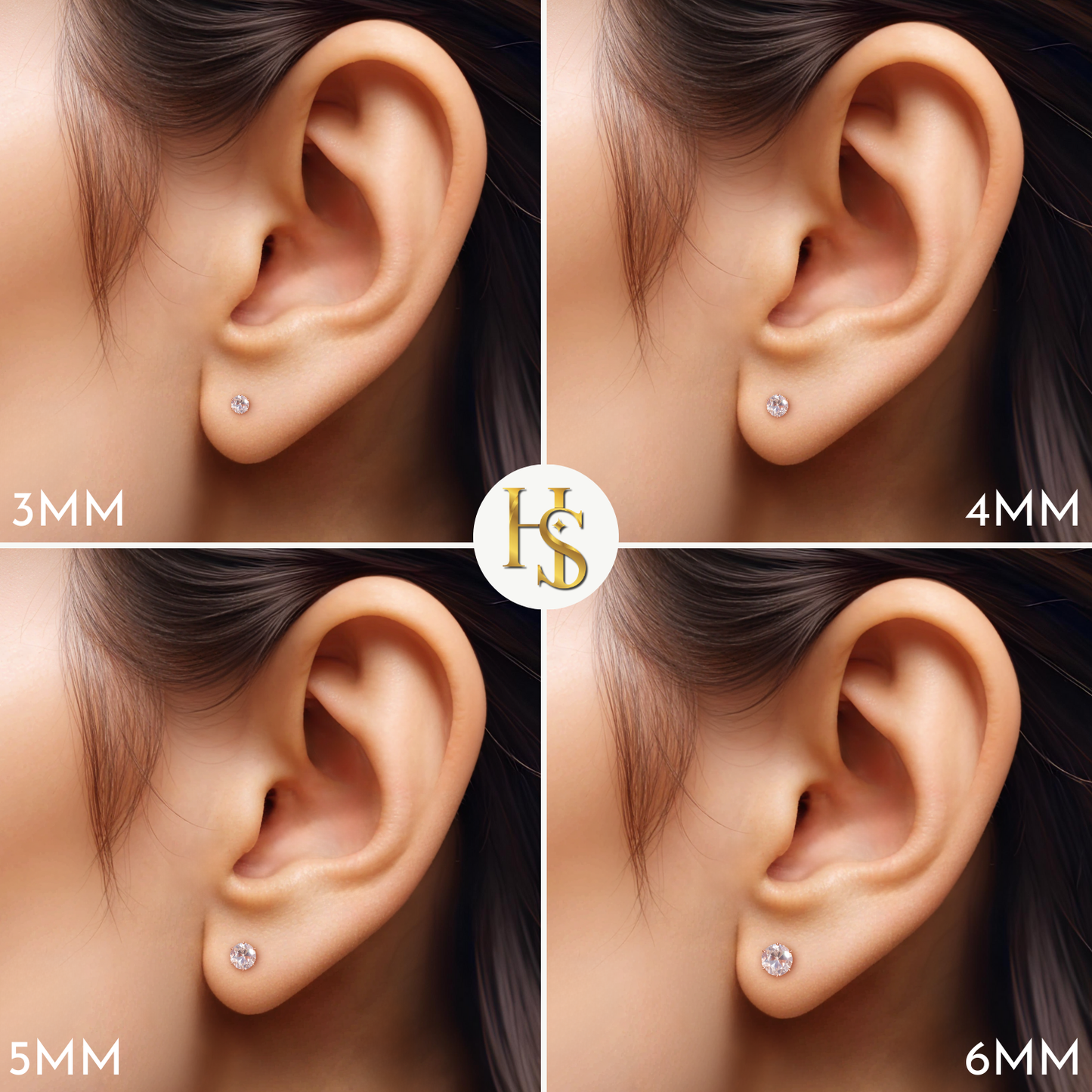 Classic Radiant Solitaire Screwback Stud Earrings in 925 Sterling Silver with 18k Rose Gold Finish For Women HighSpark