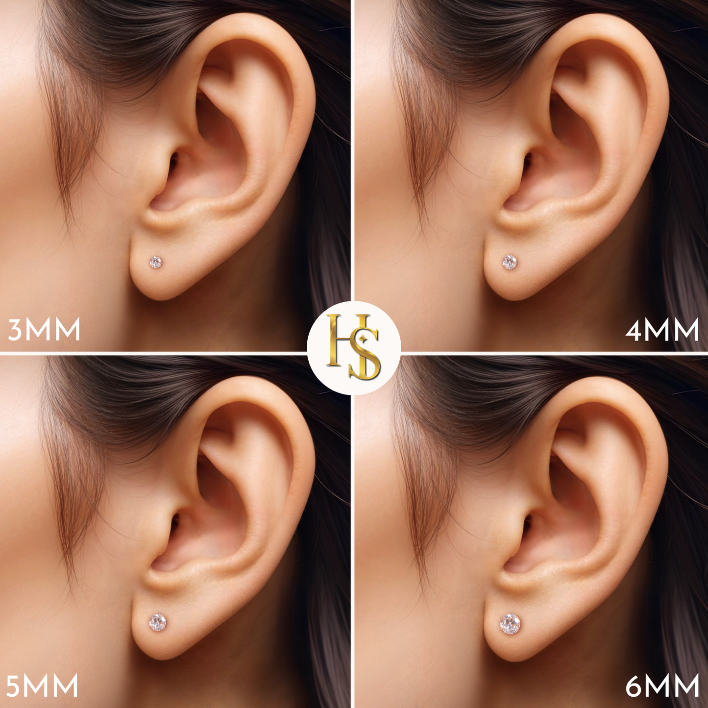 Classic Radiant Solitaire Stud Earrings in 925 Sterling Silver with 18k Rose Gold Finish For Women HighSpark