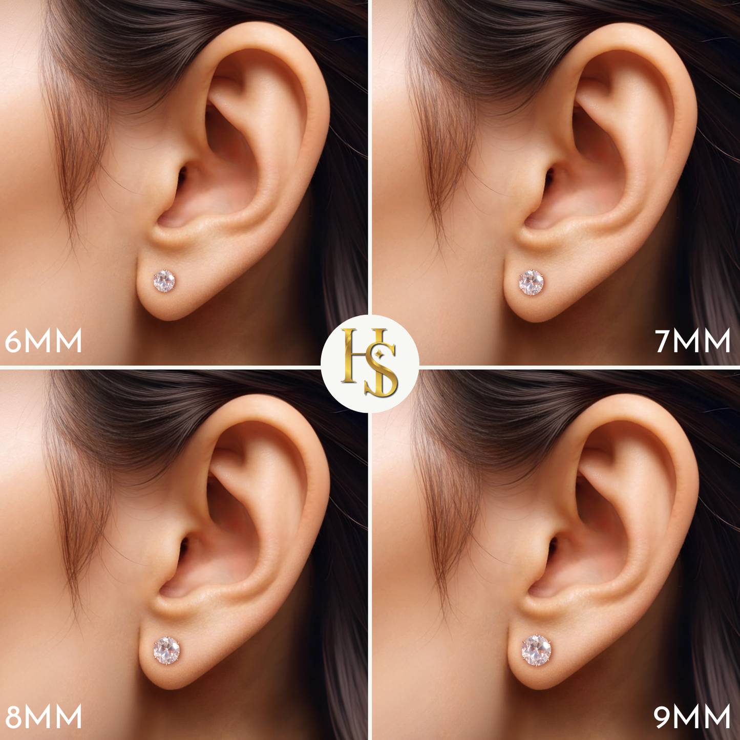 Classic Radiant Solitaire Stud Earrings in 925 Sterling Silver with 18k Rose Gold Finish For Women HighSpark