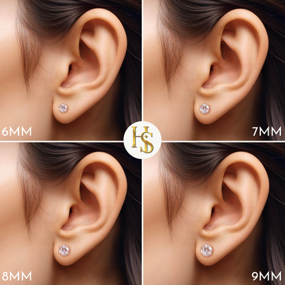 Classic Radiant Solitaire Stud Earrings in 925 Sterling Silver with 18k Rose Gold Finish For Women HighSpark