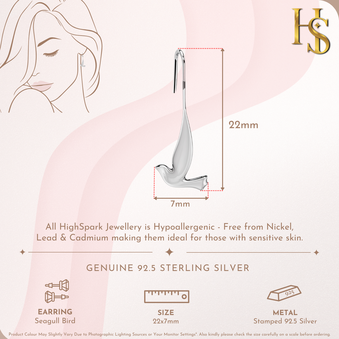 Classic Seagull Bird Earrings in 92.5 Sterling Silver for Women HighSpark