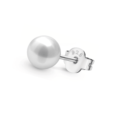 Classic Shell 8MM White Pearl Earring in 925 Sterling Silver For Mens HighSpark