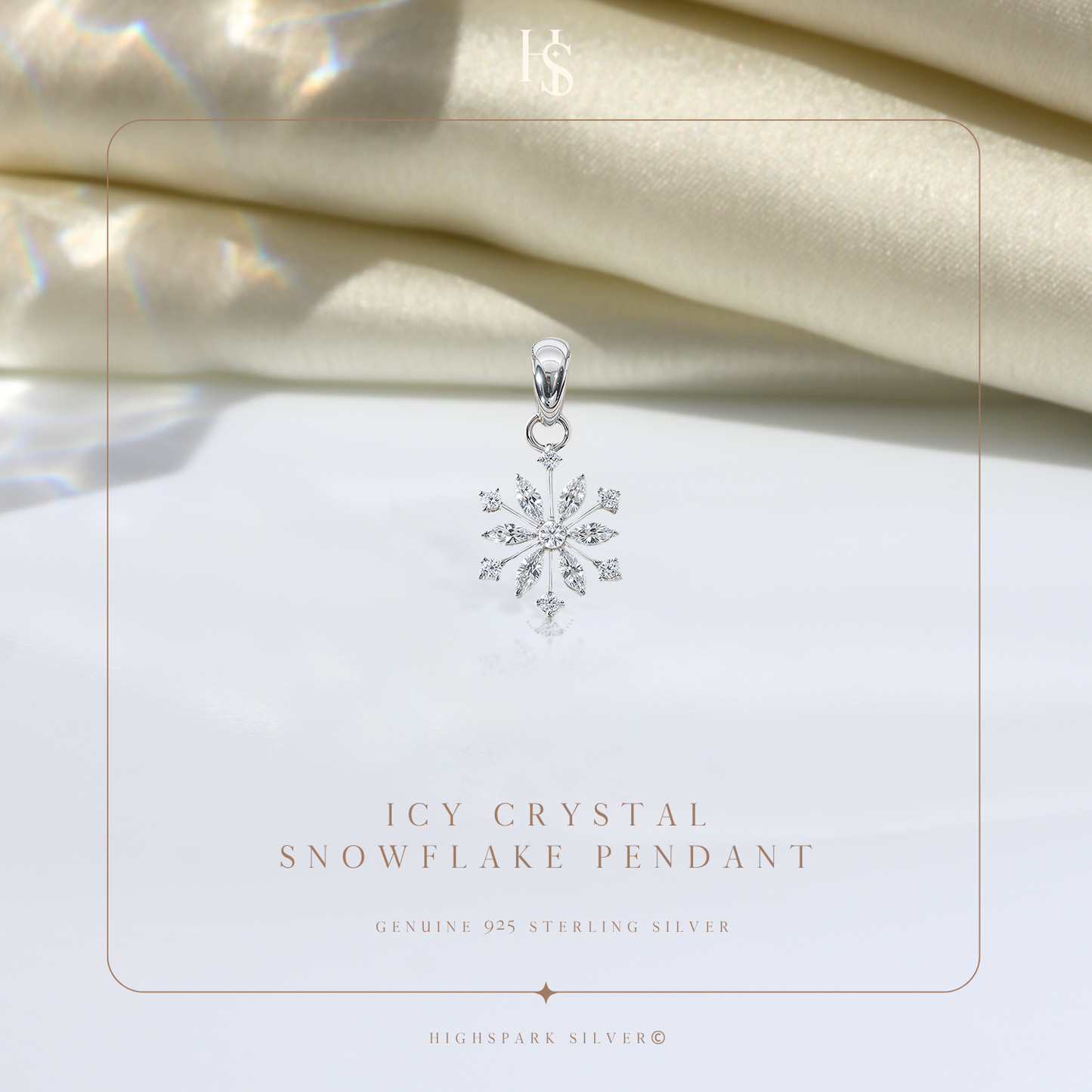 Classic Snowflake Solitaire Pendant in 92.5 Sterling Silver With Diamond like Brilliance Zirconia HighSpark