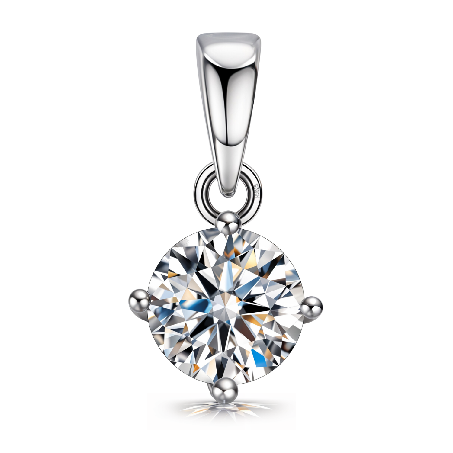 Classic Solitaire Pendant in 92.5 Sterling Silver With Diamond like Brilliance Zirconia - 6mm HighSpark