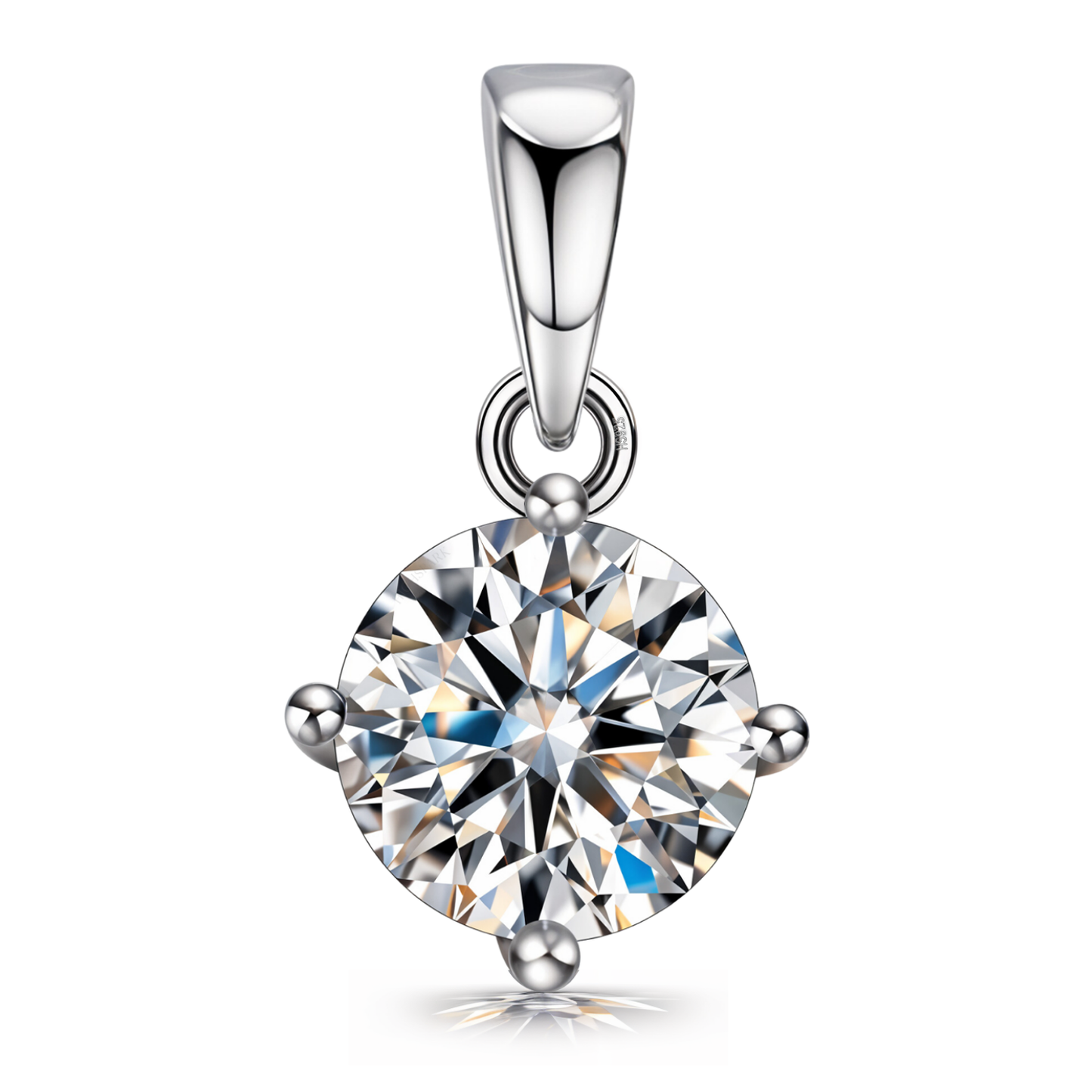 Classic Solitaire Pendant in 92.5 Sterling Silver With Diamond like Brilliance Zirconia- 8mm HighSpark
