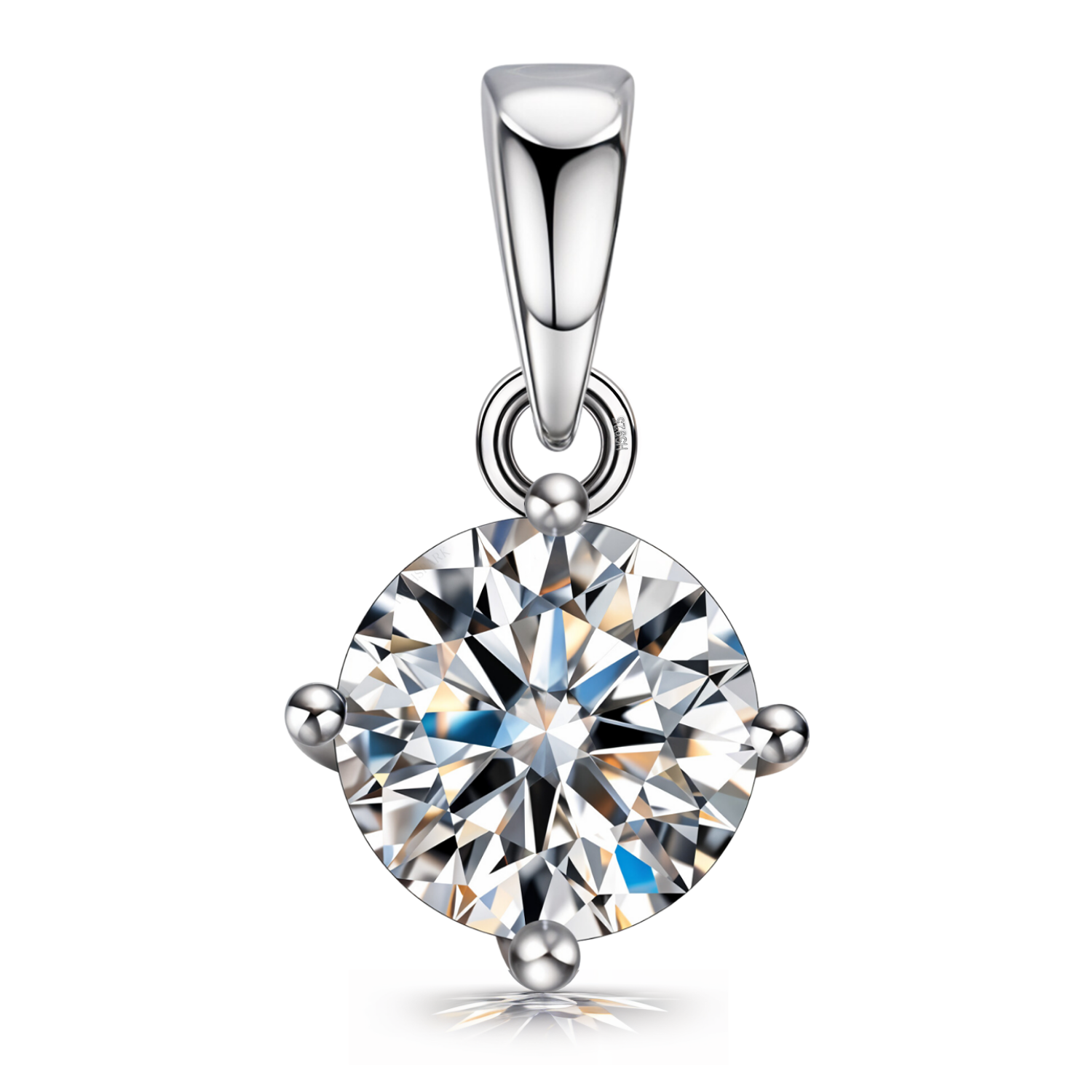 Classic Solitaire Pendant in 92.5 Sterling Silver With Diamond like Brilliance Zirconia- 8mm HighSpark
