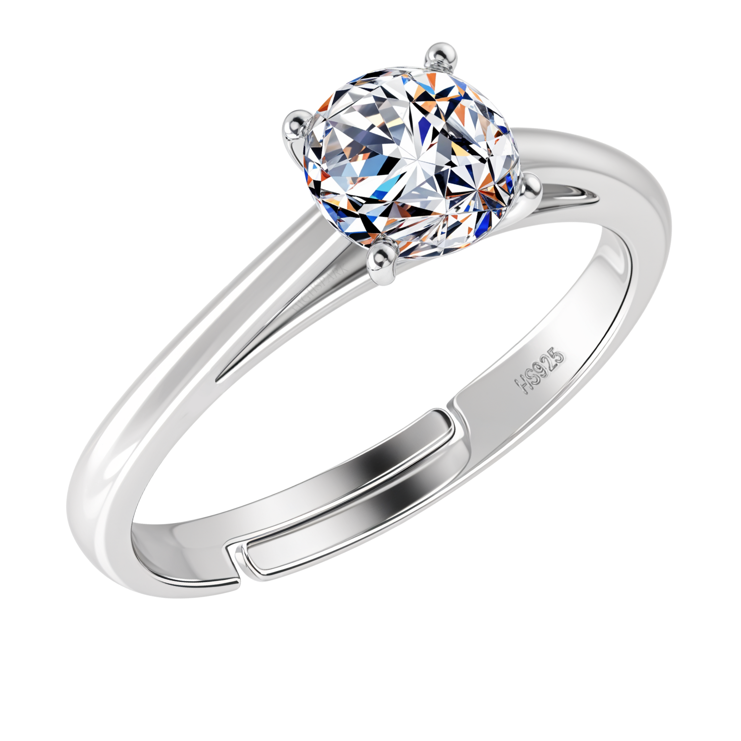 Classic Solitaire Ring in 925 Sterling Silver for Women HighSpark