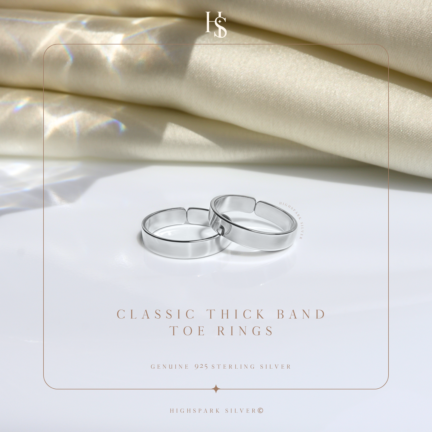 Classic Thick Band Toe Rings - Band Rings - 925 Sterling Silver - 2 Pieces HighSpark