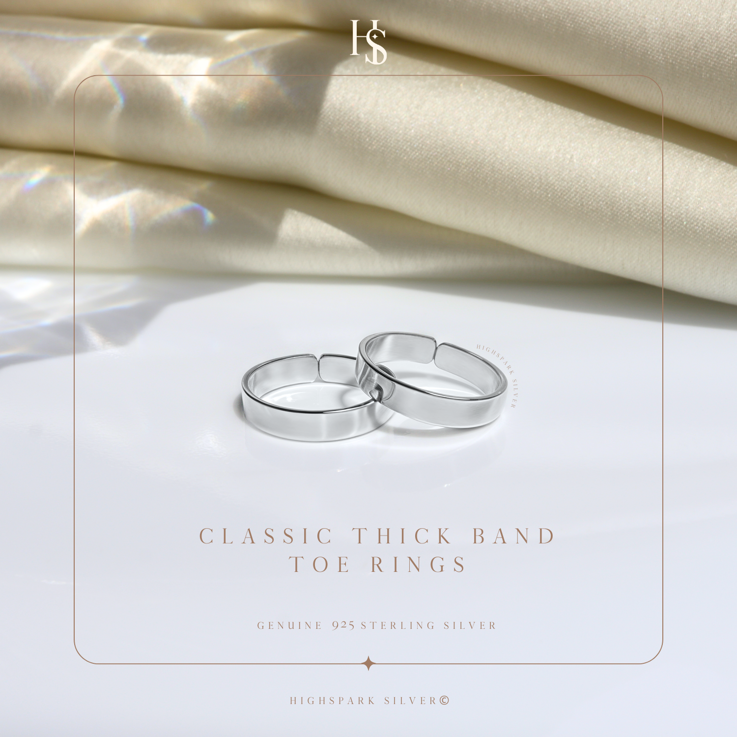 Classic Thick Band Toe Rings - Band Rings - 925 Sterling Silver - 2 Pieces HighSpark