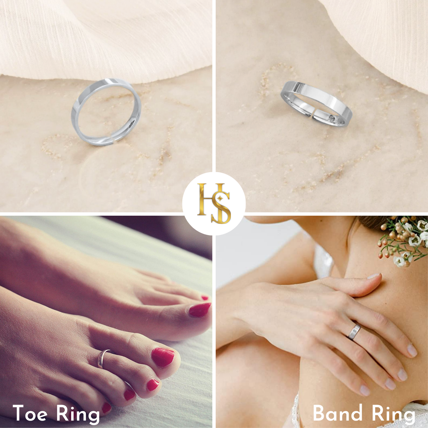 Classic Thick Band Toe Rings - Band Rings - 925 Sterling Silver - 2 Pieces HighSpark