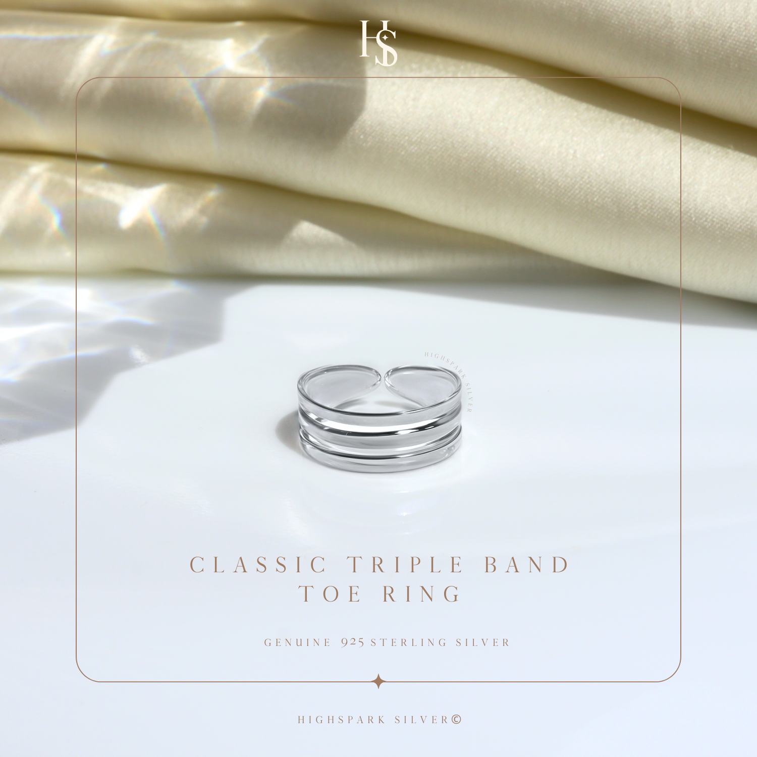 Classic Triple Band Toe Ring - Band Ring - 925 Sterling Silver - 1 Piece HighSpark