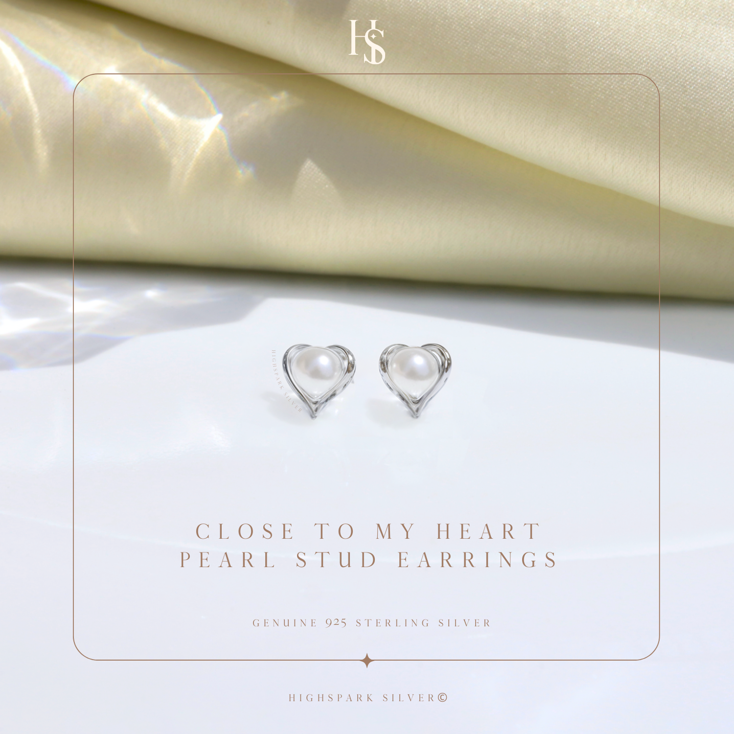 Close to My Heart Pearl Stud Earrings in 925 Sterling Silver for Women HighSpark
