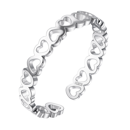 Connected Heart Ring Adjustable in 92.5 Sterling Silver HighSpark