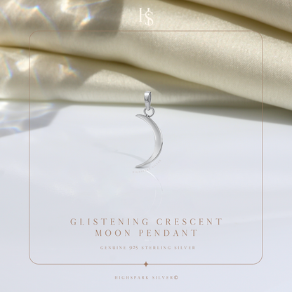 Crescent Moon Pendant Necklace in 92.5 Silver HighSpark