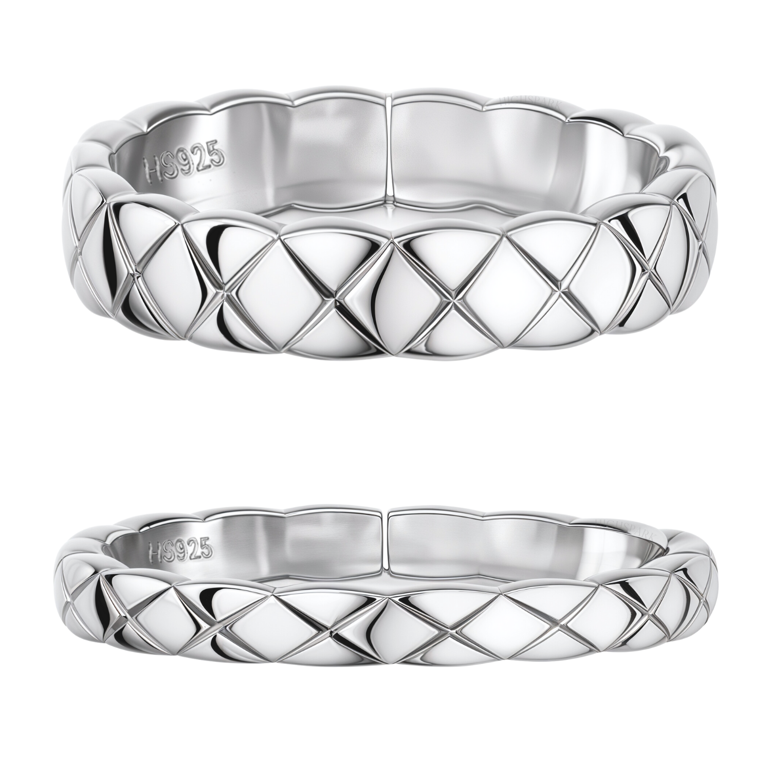 Criss Cross Patterned Couple Rings For Men & Women in 92.5 Sterling Silver HighSpark