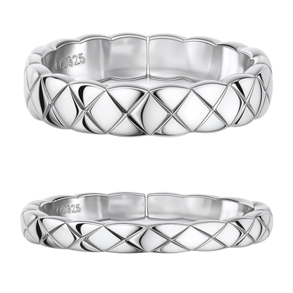 Criss Cross Patterned Couple Rings For Men & Women in 92.5 Sterling Silver HighSpark