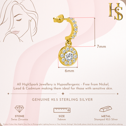 Dazling Dangle Arc Stud Earrings in 925 Sterling Silver with 18k Gold Finish For Women HighSpark