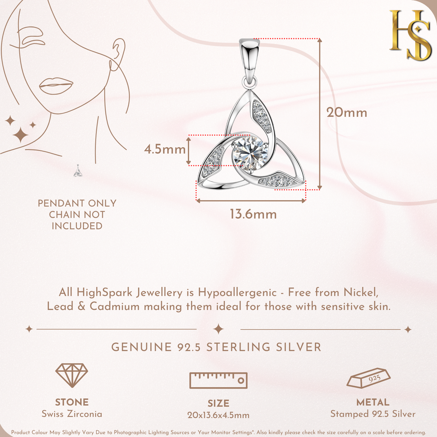 Dazzling Celtic Love Knot Pendant With Chain in 925 Sterling Silver For Women HighSpark