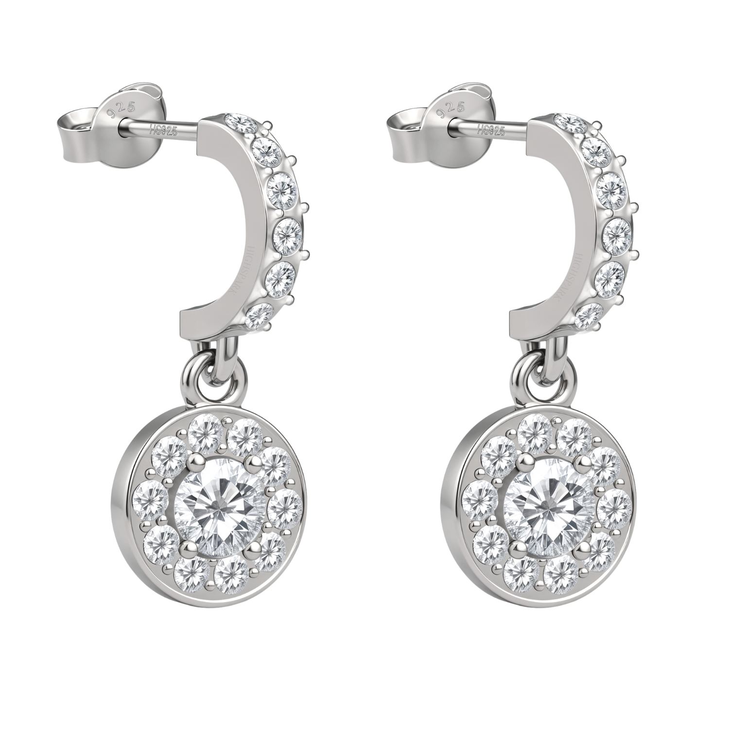 Dazzling Dangle Arc Stud Earrings in 925 Sterling Silver For Women HighSpark