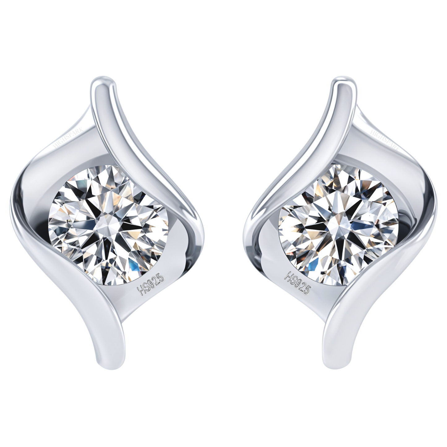 Designer Solitaire Earrings in 92.5 Silver embellished with Swiss Zirconia HighSpark