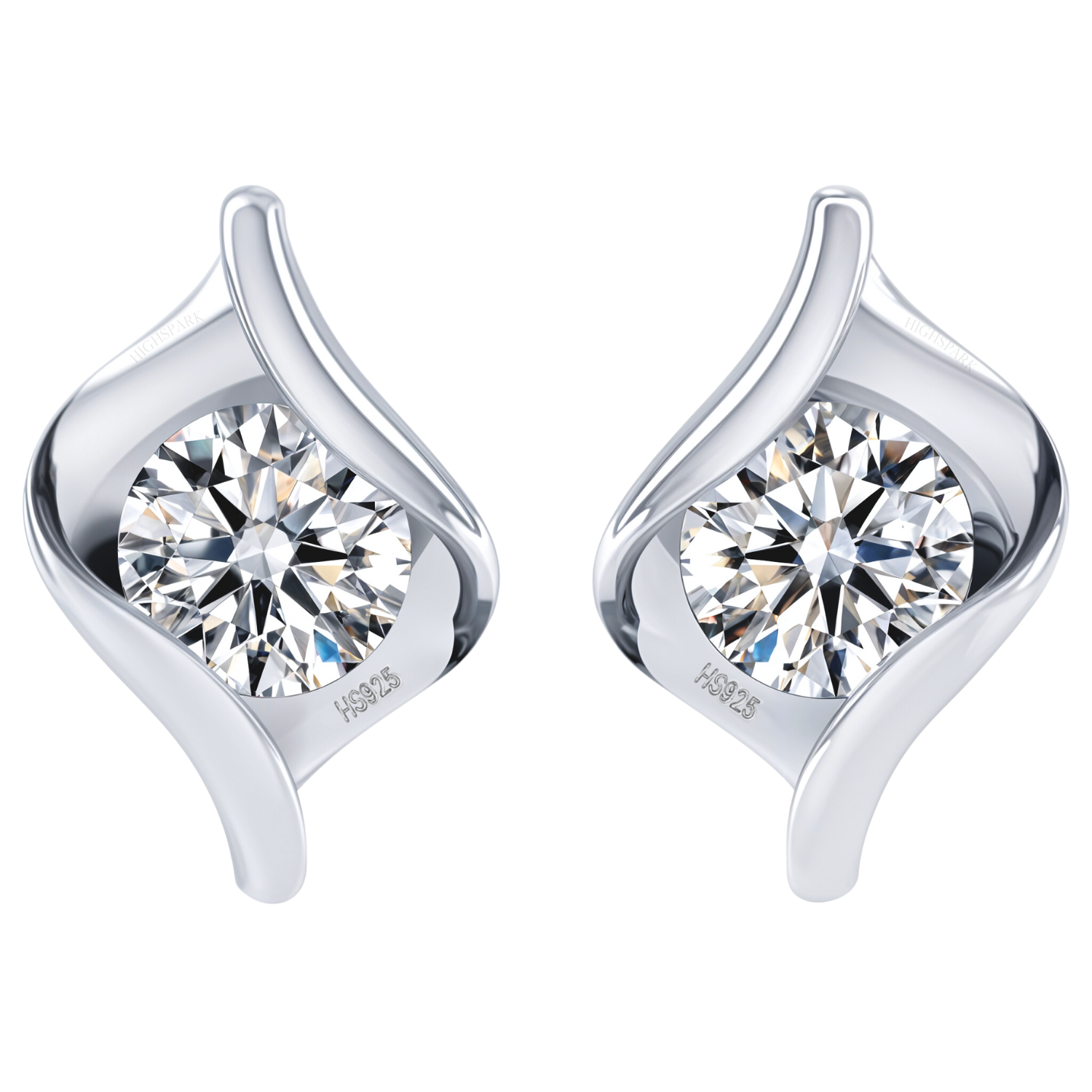 Designer Solitaire Earrings in 92.5 Silver embellished with Swiss Zirconia HighSpark