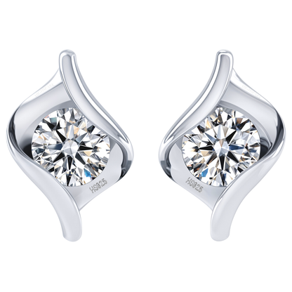 Designer Solitaire Earrings in 92.5 Silver embellished with Swiss Zirconia HighSpark