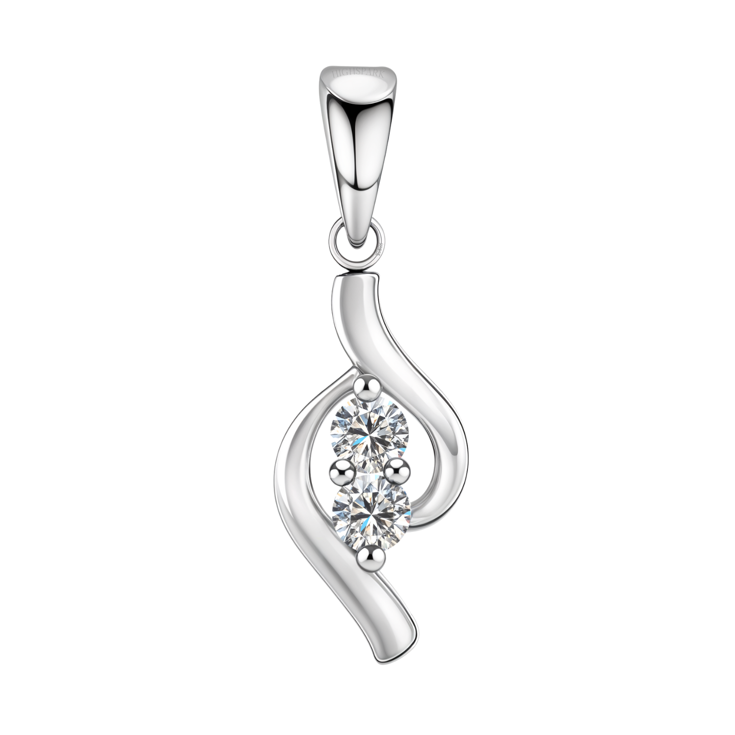 Dewdrop Duet Solitaire Pendant With Chain in 925 Sterling Silver For Women HighSpark