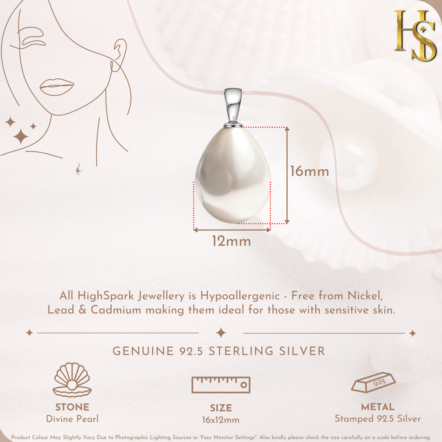 Divine Pearl Pendant in 925 Sterling Silver For Women HighSpark