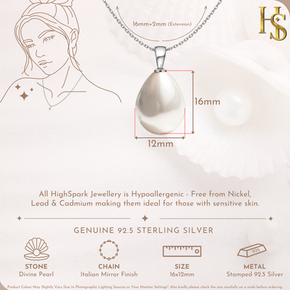 Divine Pearl Pendant in 925 Sterling Silver For Women HighSpark