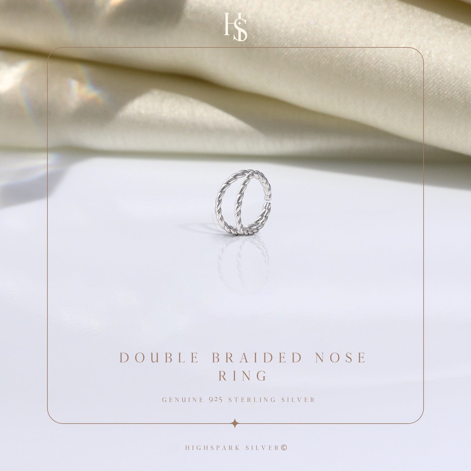 Double Braided Nose Ring in 925 Sterling Silver For Women HighSpark