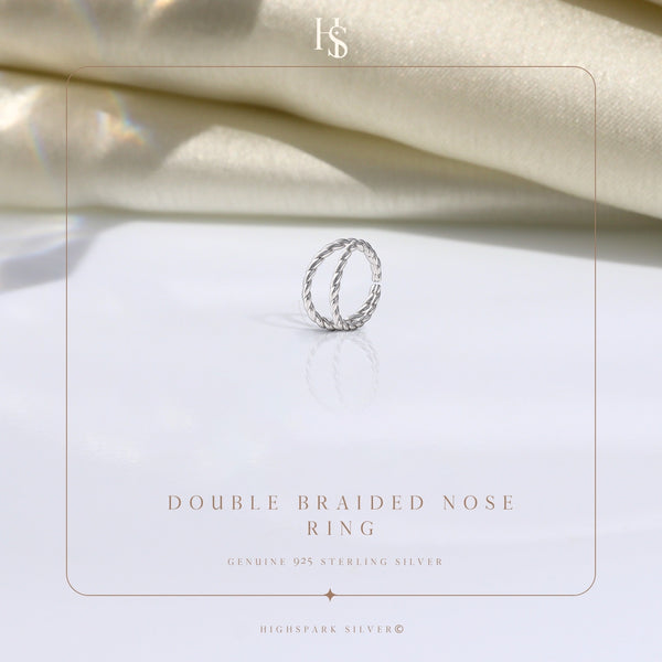 Double Braided Nose Ring in 925 Sterling Silver For Women