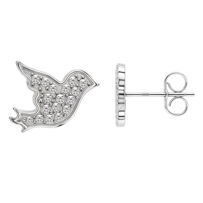 Dove Harmony Stud Earrings in 92.5 Sterling Silver with Diamond like Brilliance Zirconia HighSpark
