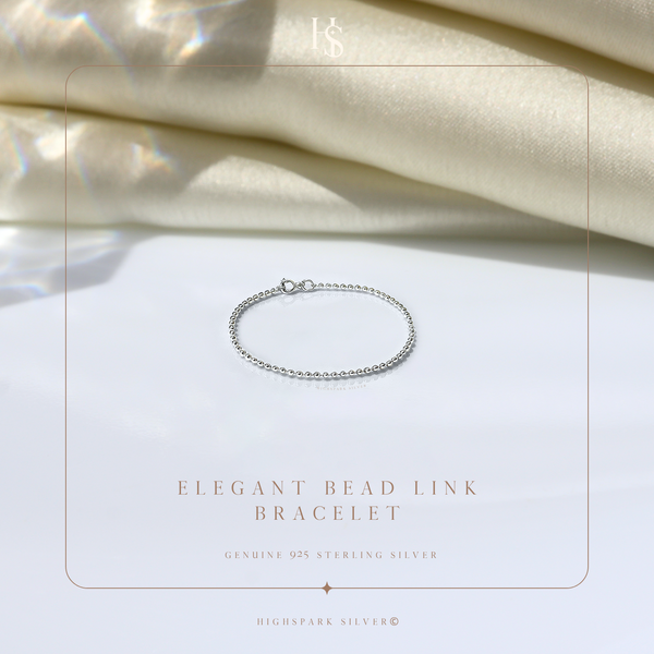 Elegant Bead Link Bracelet In 925 Sterling Silver for Women