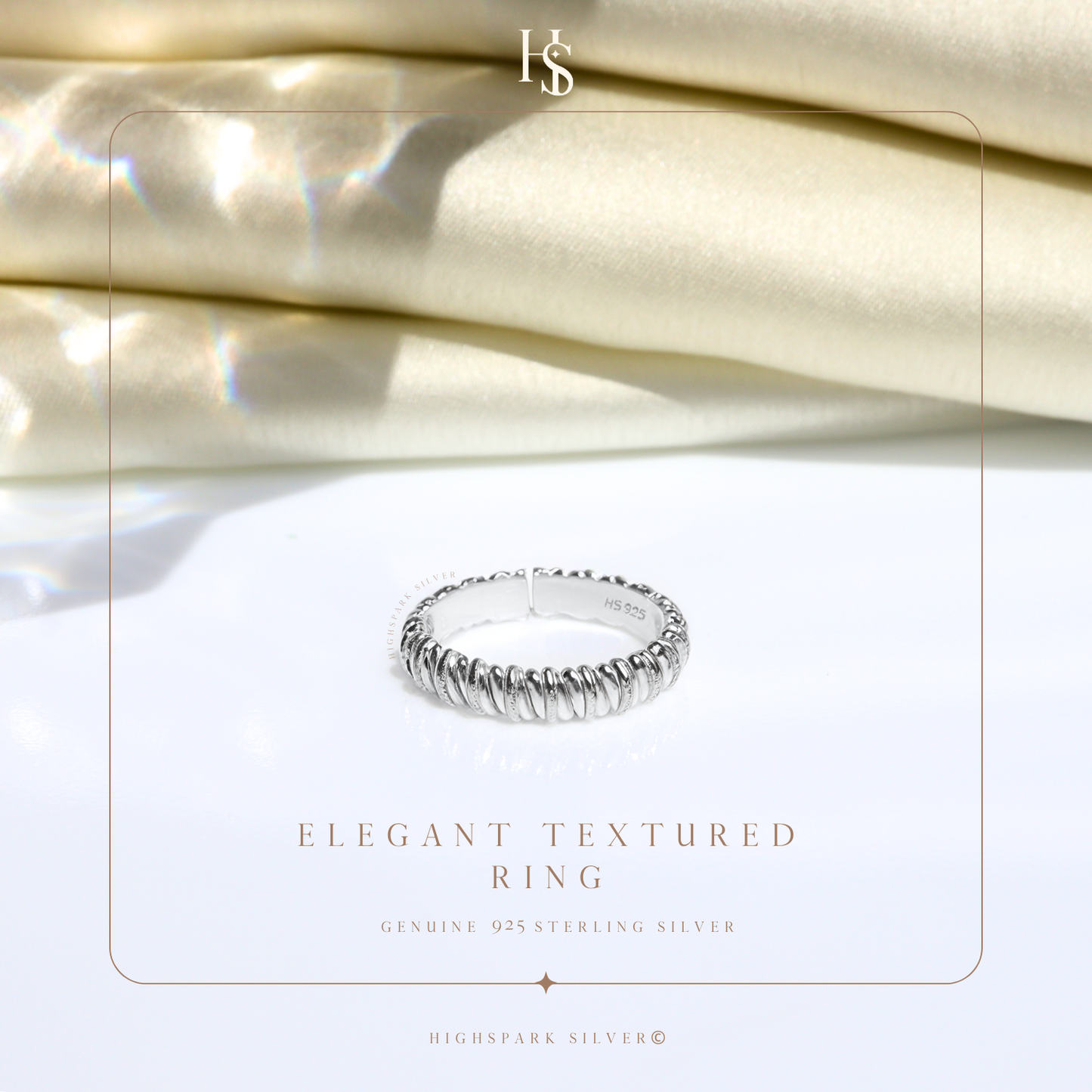 Elegant Textured Ring in 92.5 Sterling Silver For Women HighSpark