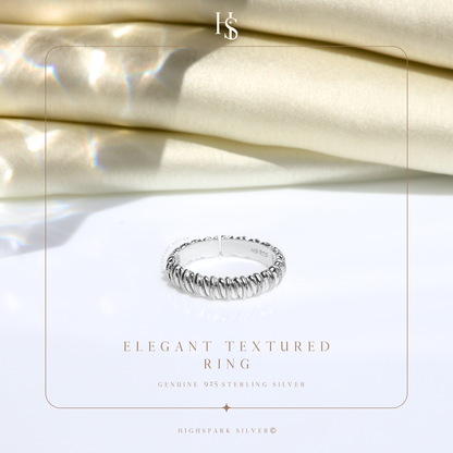 Elegant Textured Ring in 92.5 Sterling Silver For Women HighSpark