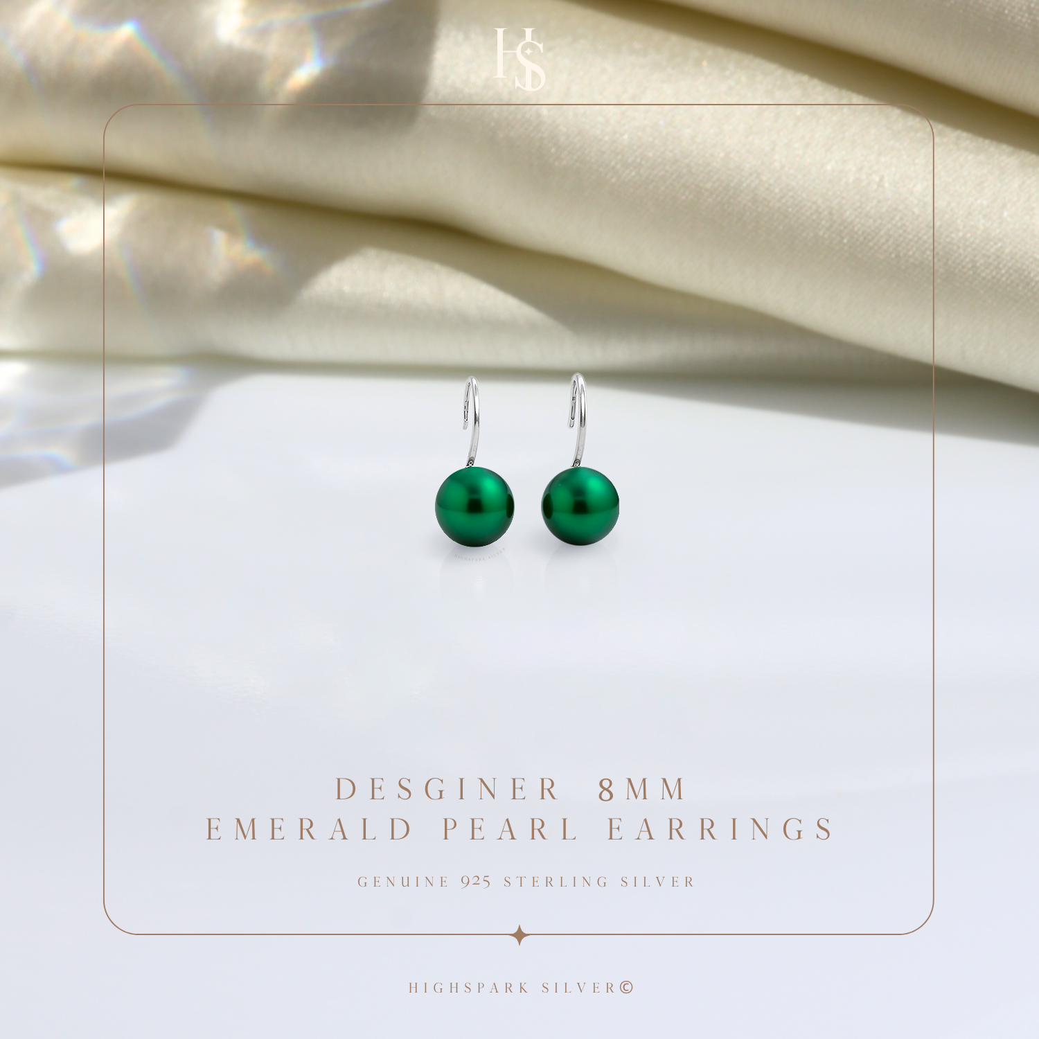Emerald Stylish Round Pearl Earrings in Hook Design HighSpark