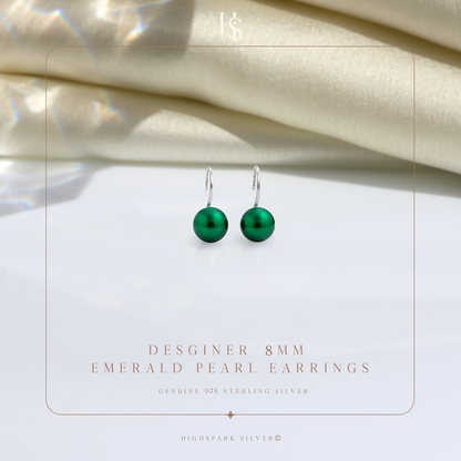 Emerald Stylish Round Pearl Earrings in Hook Design HighSpark