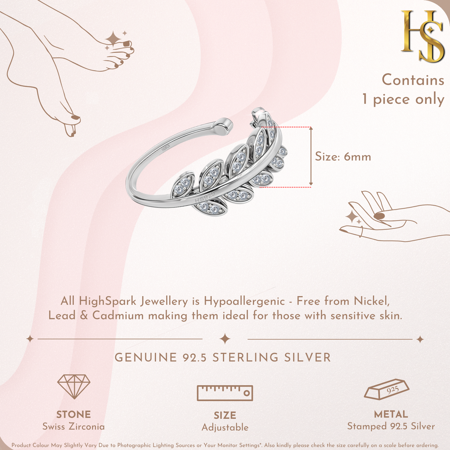 Enchanted Vine Toe Rings - Adjustable in 925 Sterling Silver - 1 Peice HighSpark