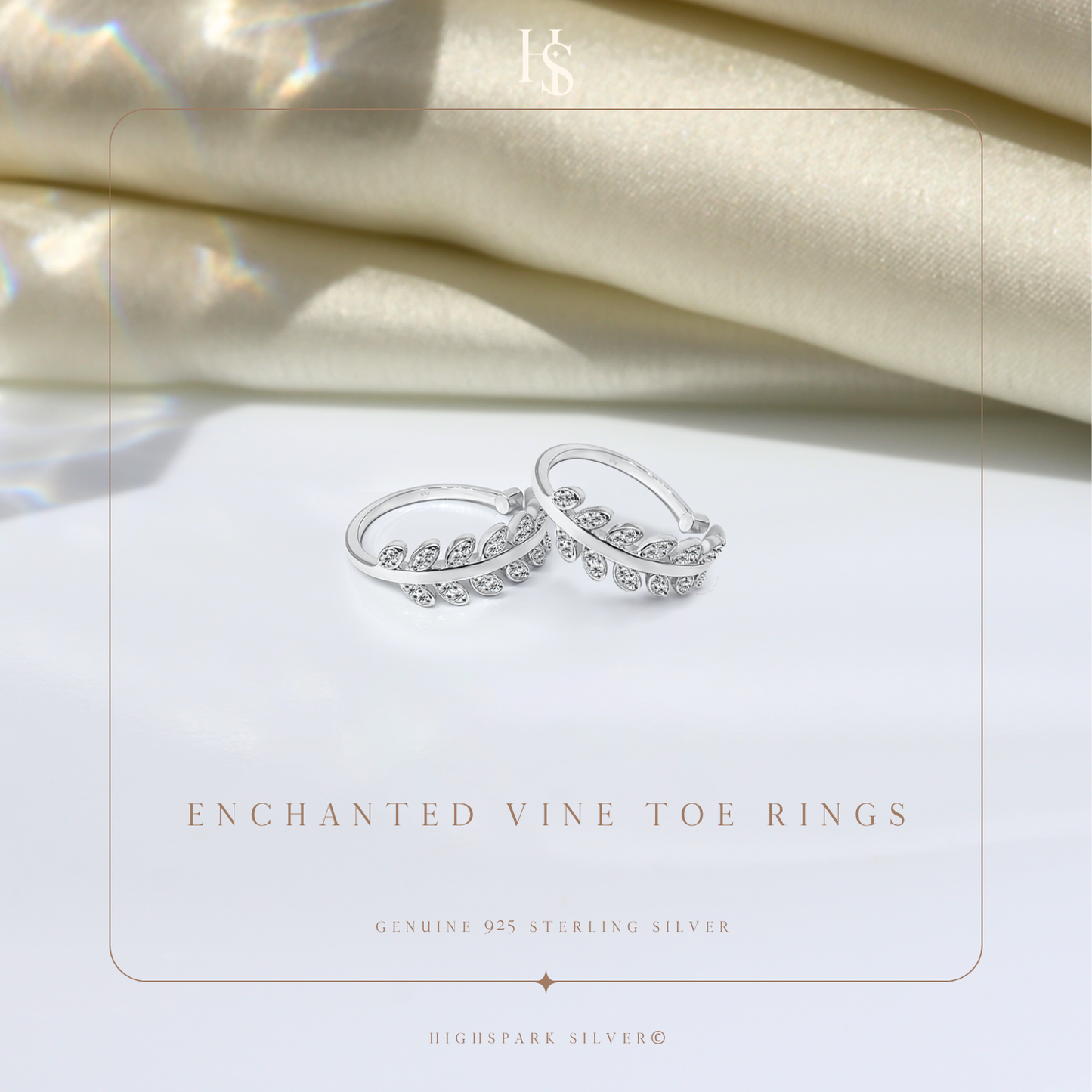 Enchanted Vine Toe Rings - Adjustable in 925 Sterling Silver - 2 Piece HighSpark