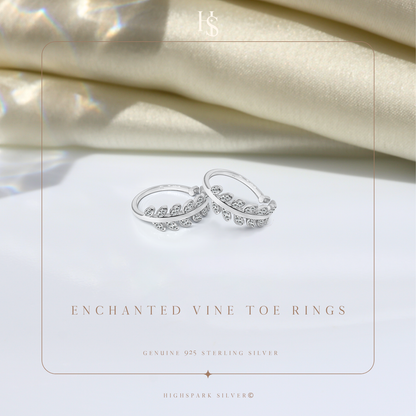 Enchanted Vine Toe Rings - Adjustable in 925 Sterling Silver - 2 Piece HighSpark