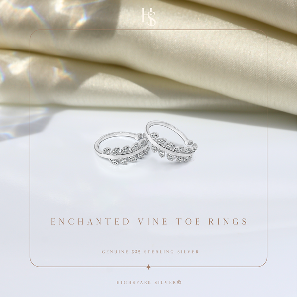 Enchanted Vine Toe Rings - Adjustable in 925 Sterling Silver - 2 Piece