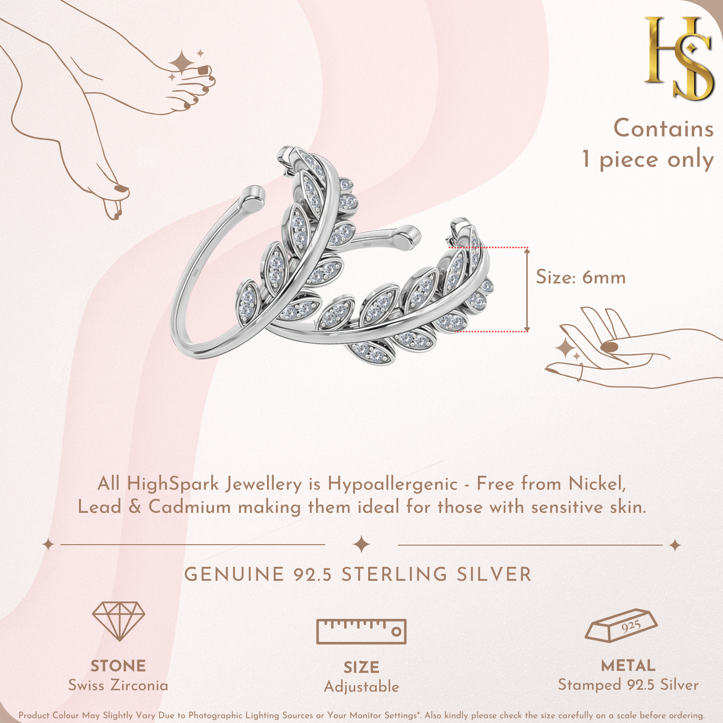 Enchanted Vine Toe Rings - Adjustable in 925 Sterling Silver - 2 Piece HighSpark