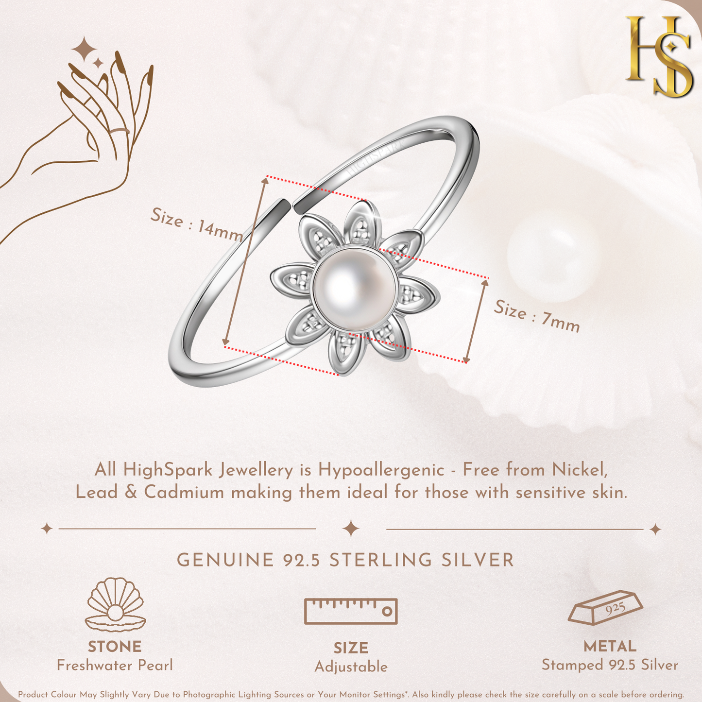 Enchanting Blossom Pearl Ring in 925 Sterling Silver for Women HighSpark