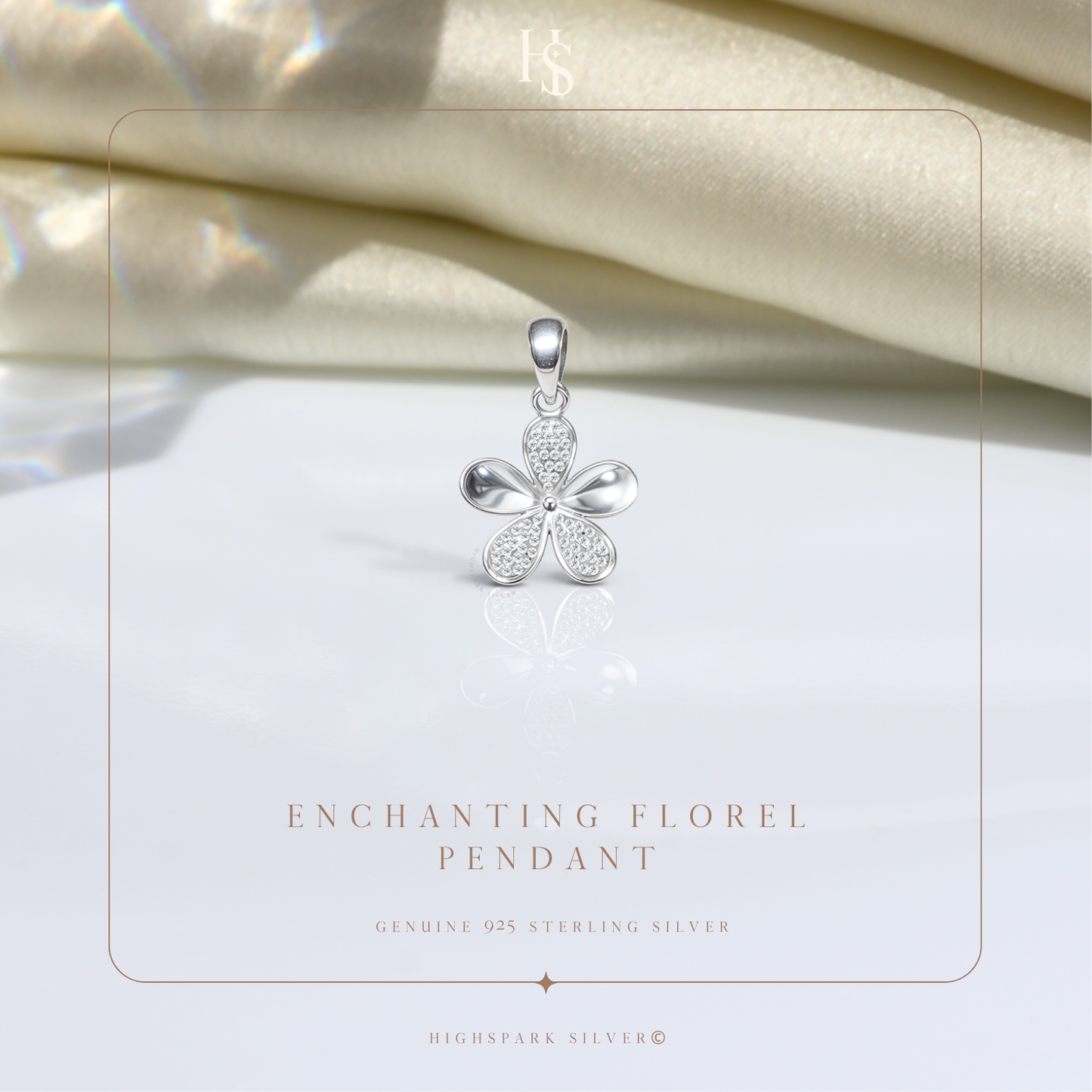 Enchanting Florel Pendant in 92.5 Sterling Silver With Diamond like Brilliance Zirconia HighSpark